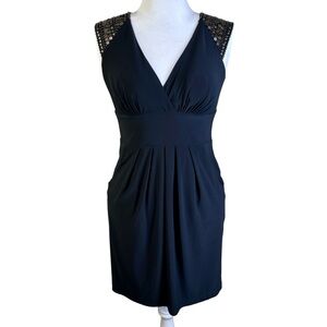 Bisou Bisou Black Mini Sequins Beaded Shoulder Size 10